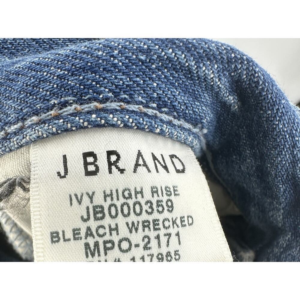 J Brand Ivy High Rise Distressed Jeans Bleach Wrecked Ripped Sz 24 Women Denim - Picture 9 of 11